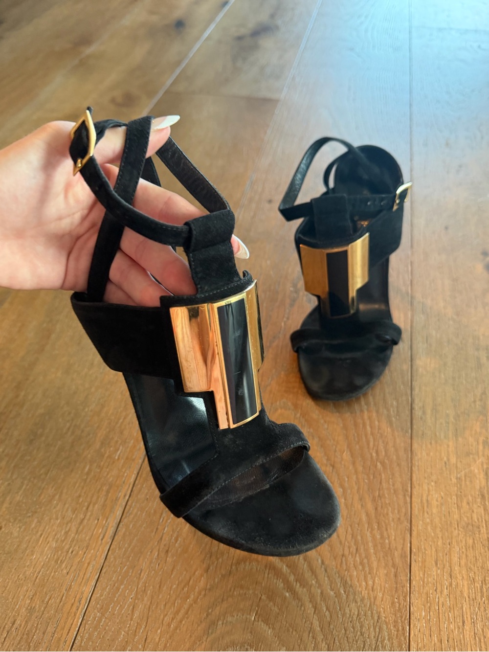 Saint Laurent Gold Statement Heels